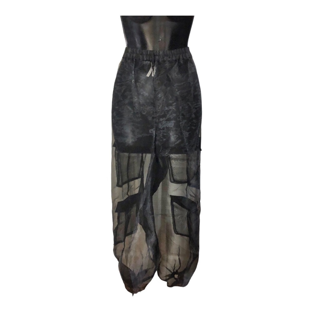 Sheer Black Cargo Harem Pants - Picture 2 of 16